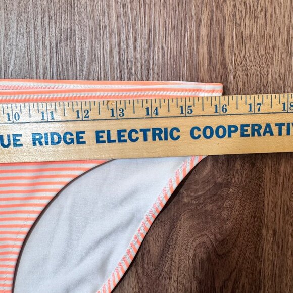 Aerie Orange Stripe MED Ruffle Bikini Top LARGE Bottom Two Piece Swimsuit READ - Picture 9 of 13